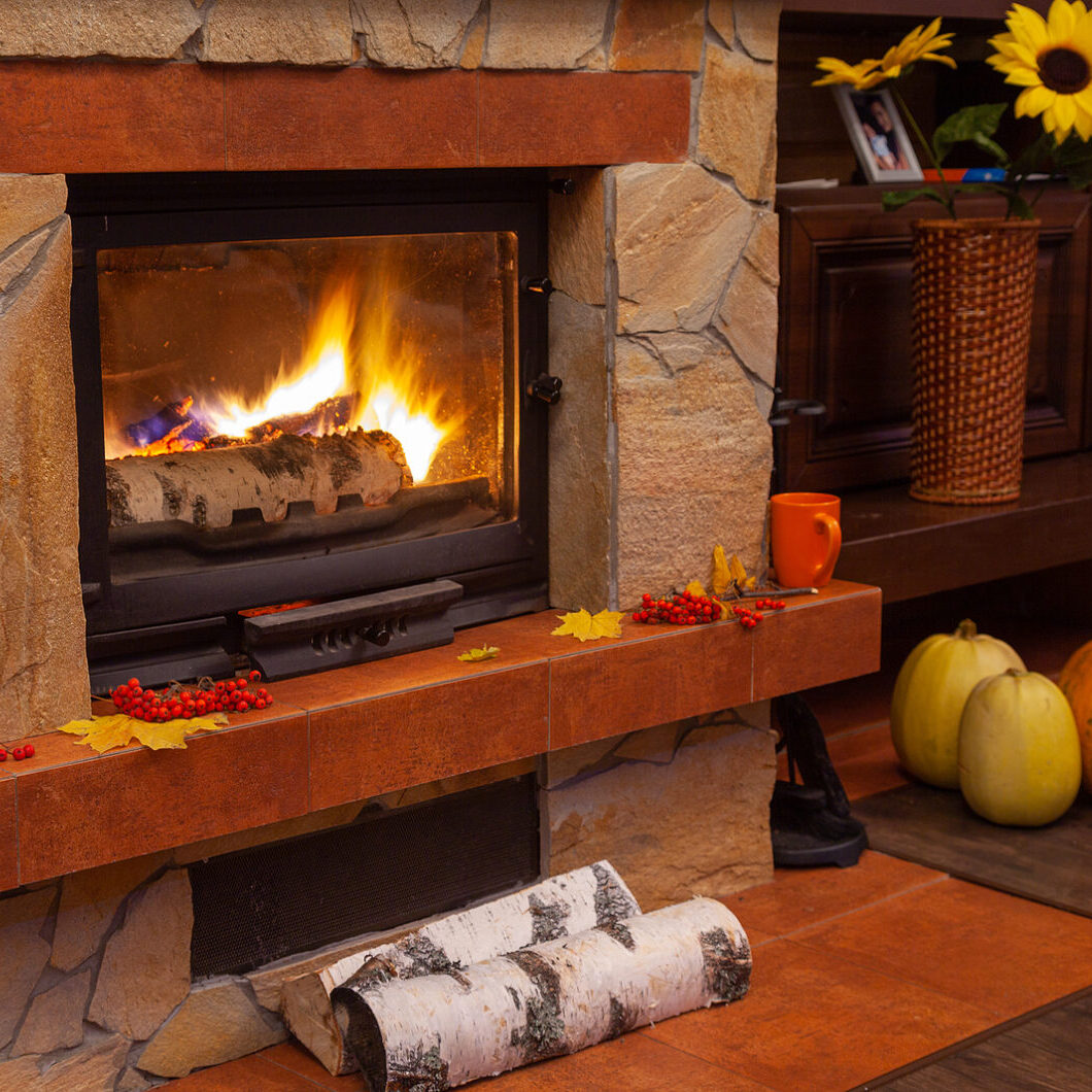 Thanksgiving fireplace decor in Madison, Wisconsin